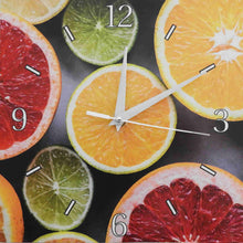Charger l&#39;image dans la galerie, Horloge Murale Agrumes sans Tic Tac photo citrons et oranges 25cm
