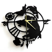 Charger l&#39;image dans la galerie, Horloge Murale Silencieuse Carte Monde décoration originale bois
